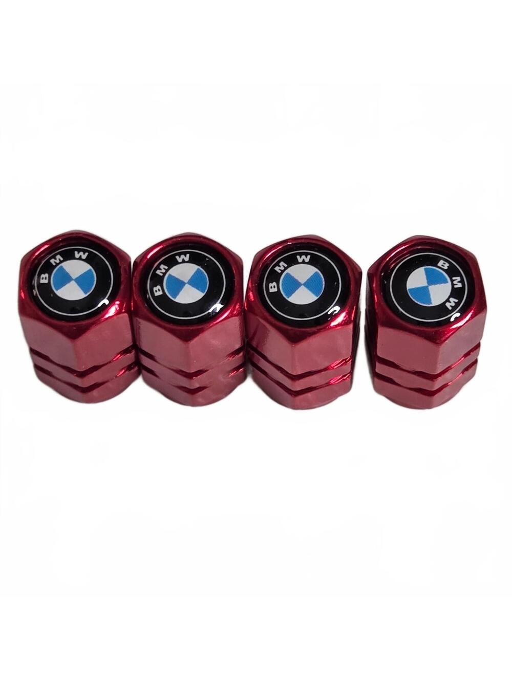 4 BMW Logo Tire Valve Stem Caps Red Wheel Air Dust Covers Car Accessories NWT
